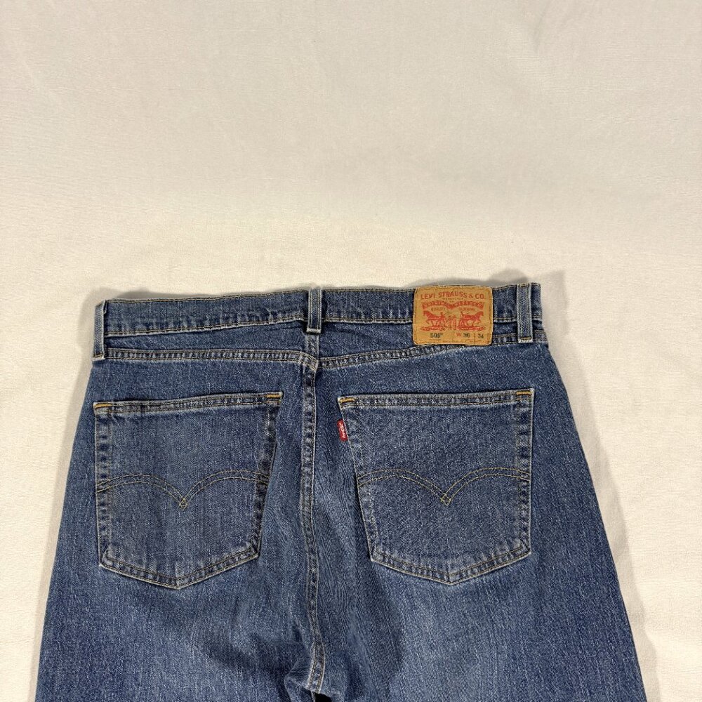 Levis 505 Jeans 36X34 Blue Perfectly Faded - Picture 5 of 10